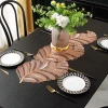 Yijia PVC table mat with gilded and hollowed-out leaves, long towel table flag, heat insulation pad, light luxury cross-border no-wash table mat details Picture